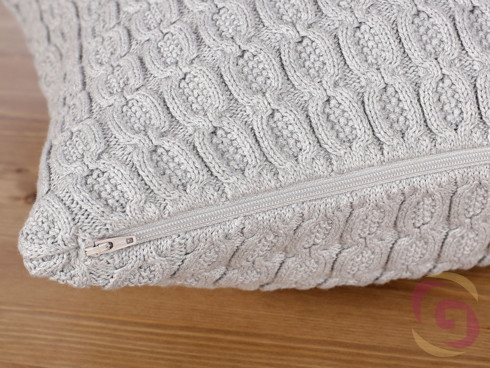 Luxusní pletený povlak na polštář vzor světle šedý