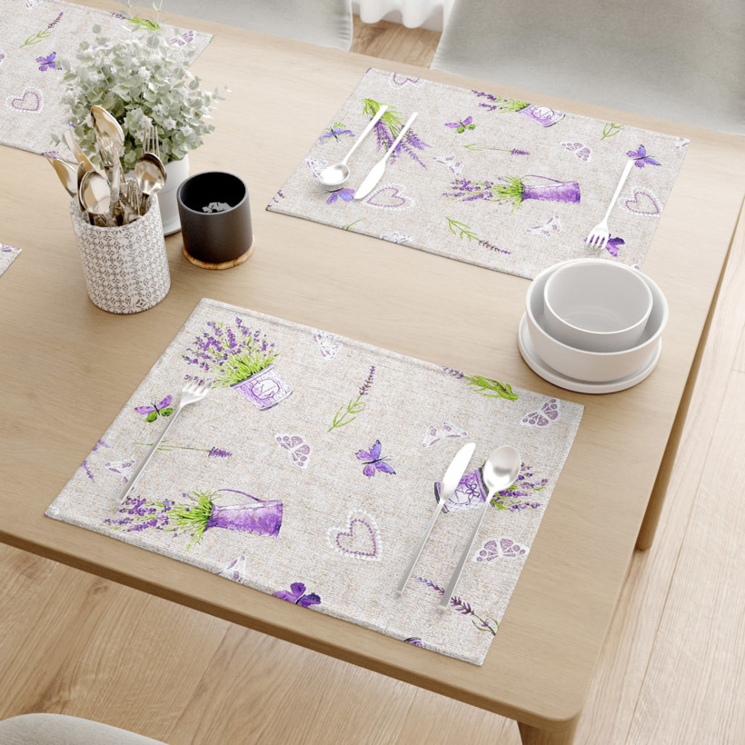 Prostírání na stůl Loneta - kvetoucí levandule na režném - sada 2ks