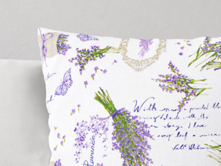 Bavlněný povlak na polštář - levandule a motýli s texty