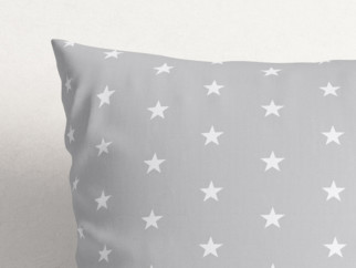 Bavlněný povlak na polštář - bílé hvězdičky na světle šedém