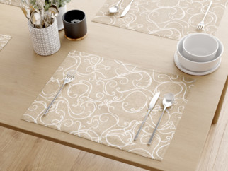 Prostírání na stůl LONETA - vzor bílé ornamenty na režném - 2ks
