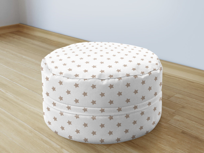 Bavlněný sedací bobek 50x20cm - béžové hvězdičky na bílém