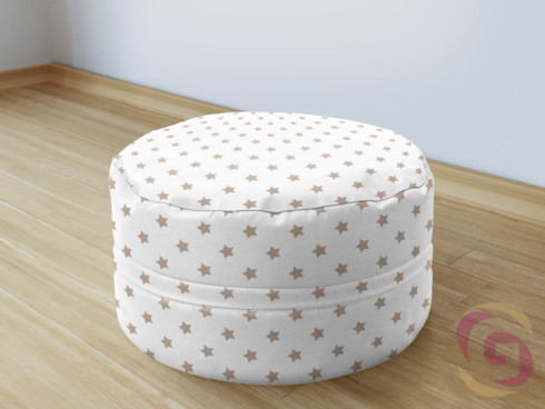 Bavlněný sedací bobek vzor béžové hvězdičky na bílém