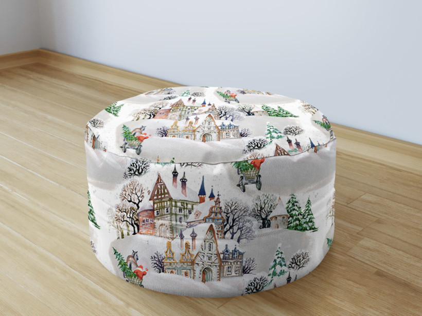 Vánoční sedací bobek 50x20cm - Loneta - zasněžené městečko