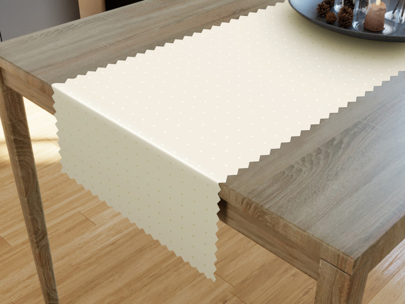 Sváteční běhoun na stůl teflonový - vanilkový s lesklými čtverečky
