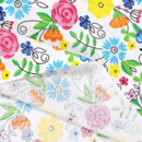 Bavlněný závěs - vzor barevné květiny na bílém