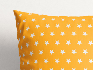 Bavlněný povlak na polštář - bílé hvězdičky na oranžovém