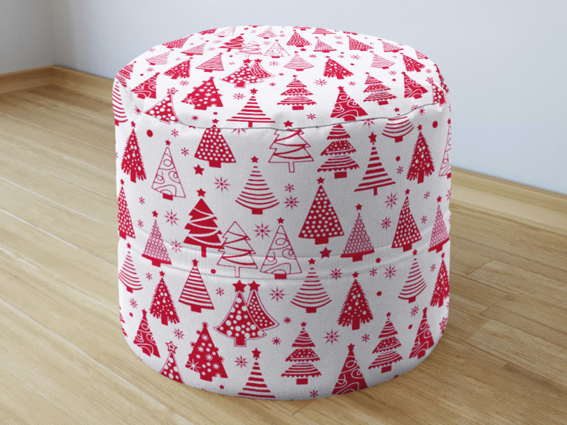 Vánoční bavlněný sedací bobek 50x40cm - stromečky na bílém