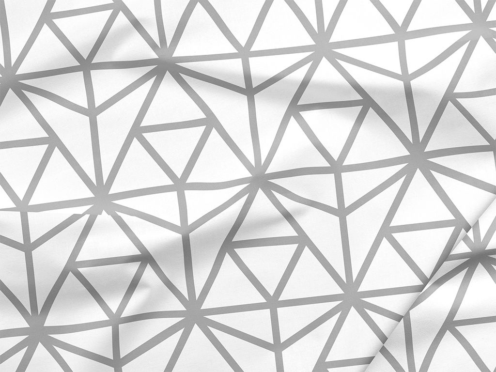 Bavlněné plátno - šedé geometrické tvary na bílém