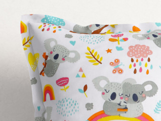 Dětský bavlněný povlak na polštář s ozdobným lemem - zamilované koaly