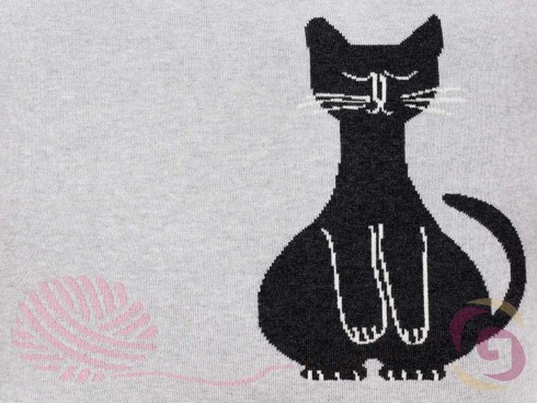 Luxusní pletený povlak na polštář vzor černá kočka