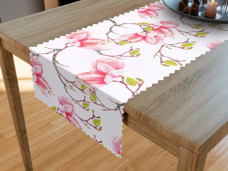 Teflonový běhoun na stůl - jarní motiv růžových magnolií