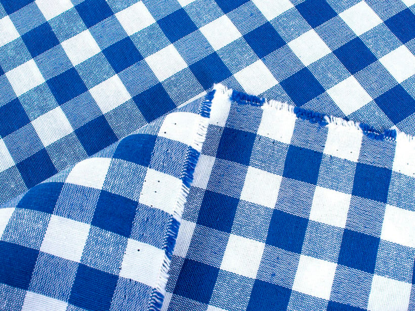 Dekorační látka Menorca - modré a bílé kostičky