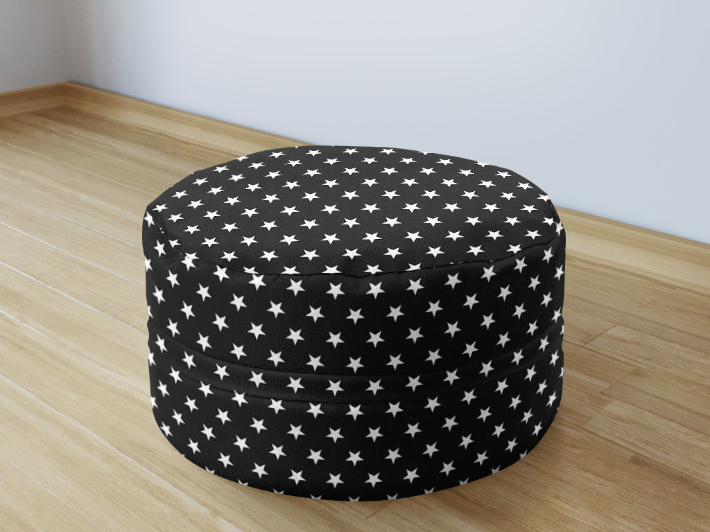Bavlněný sedací bobek 50x20cm - bílé hvězdičky na černém