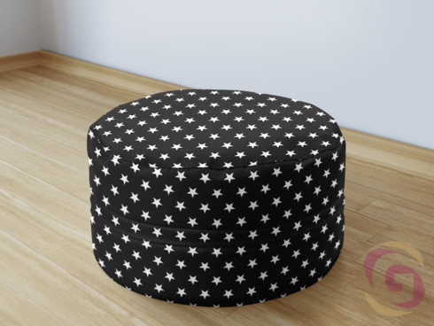 Bavlněný sedací bobek - vzor bílé hvězdičky na černém