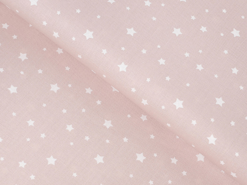 Bavlněné plátno - bílé hvězdičky na starorůžovém
