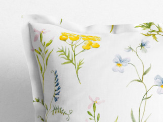 Bavlněný povlak na polštář s ozdobným lemem - kvetoucí louka