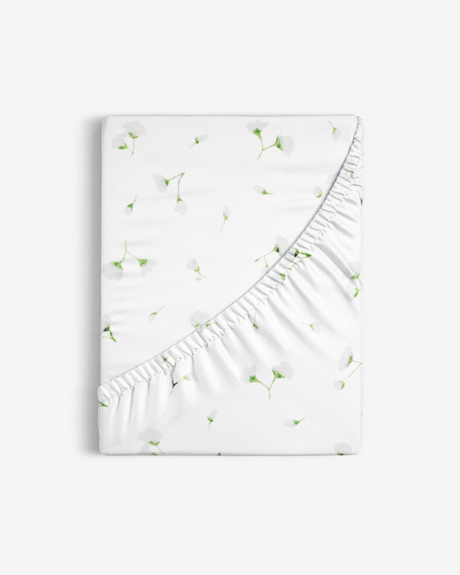 Bavlněné napínací prostěradlo - drobné květinky na bílém