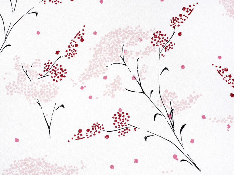 Bavlněné plátno - japonské květy na bílém