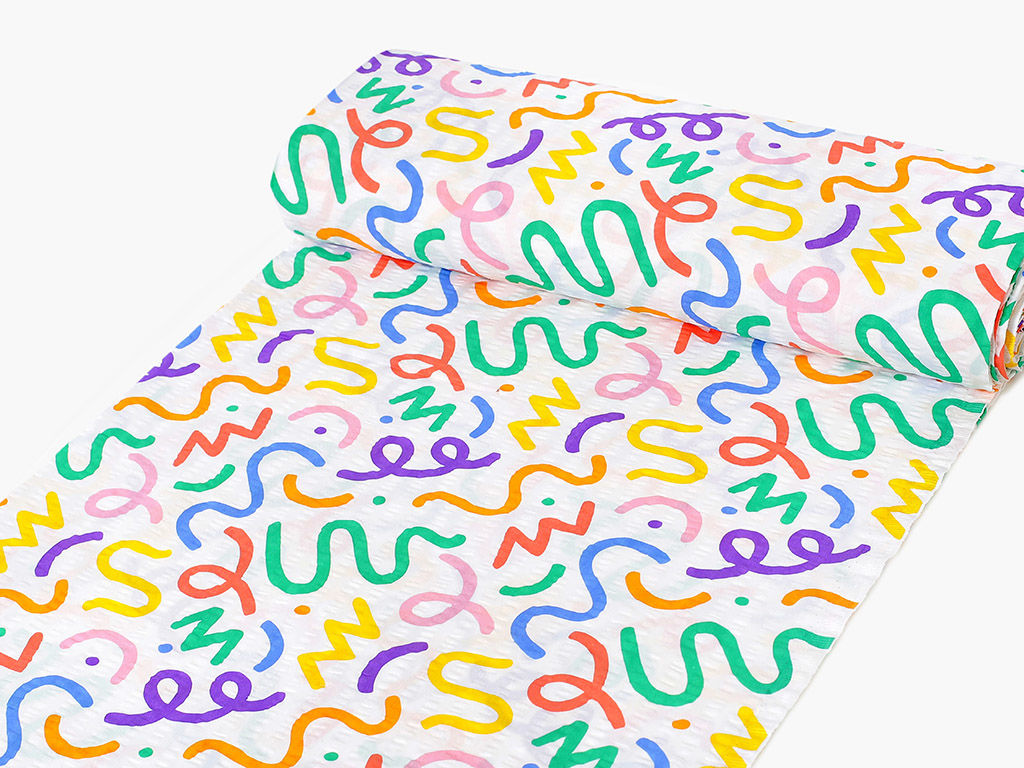 Bavlněný krep - barevné spirály