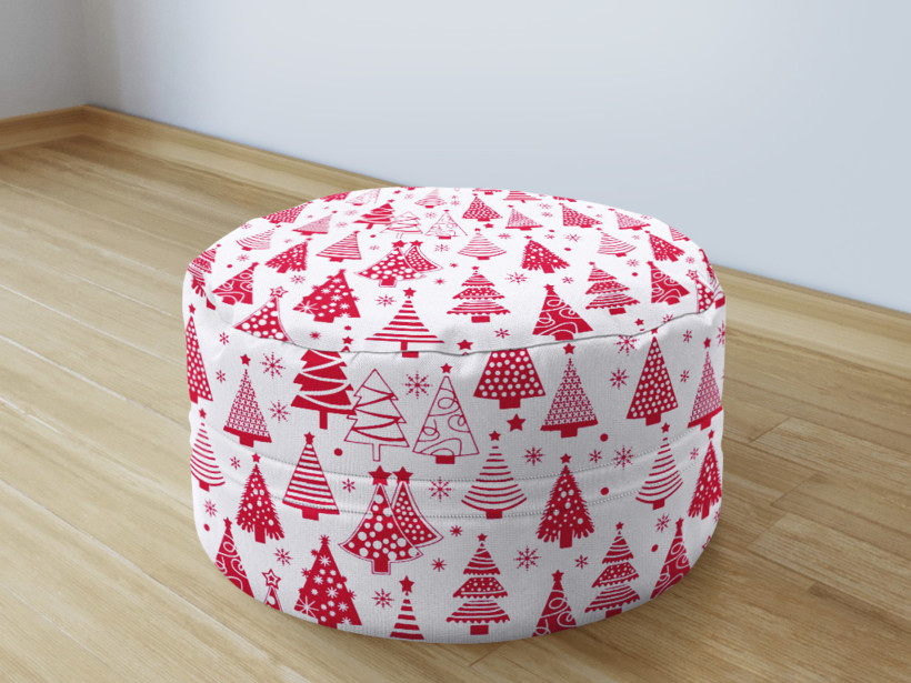 Vánoční bavlněný sedací bobek 50x20cm - stromečky na bílém