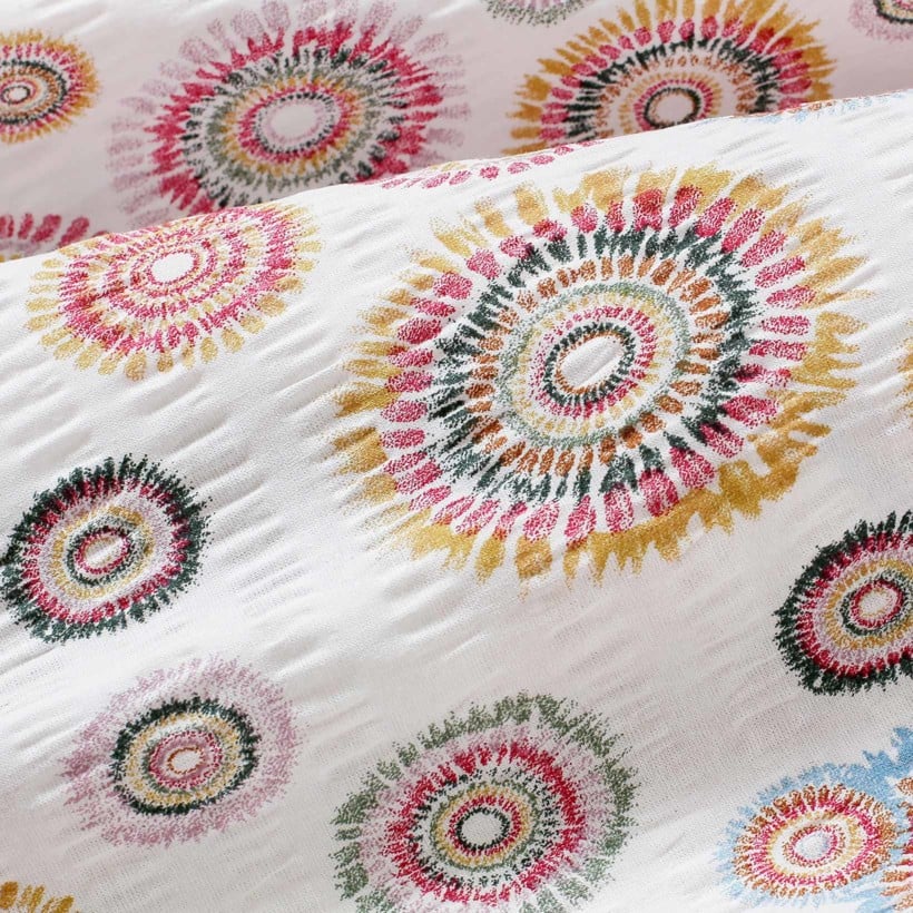 Bavlněný krep - batikované kruhy