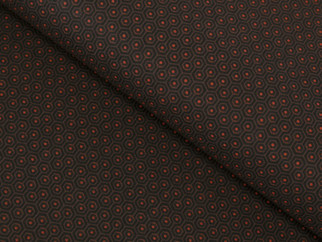 Bavlněné plátno SIMONA - vzor 958 malé hexagony na tmavě hnědém - metráž š. 140cm