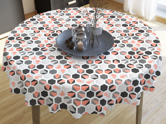 Kulatý dekorační ubrus LONETA - vzor hexagon