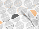 Bavlněné ložní povlečení - vzor 981 šedo-oranžové pruhované kruhy na bílém