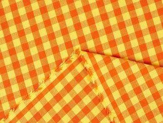 Bavlněný závěs KANAFAS - vzor malé oranžovo-žluté kostičky