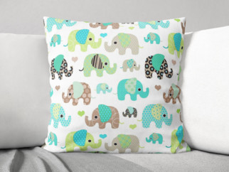 Dětský bavlněný povlak na polštář - zelenomodří sloni