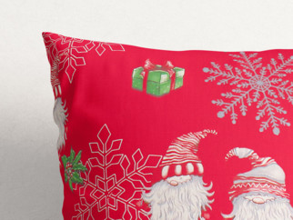 Vánoční bavlněný povlak na polštář - vzor skřítci na červeném