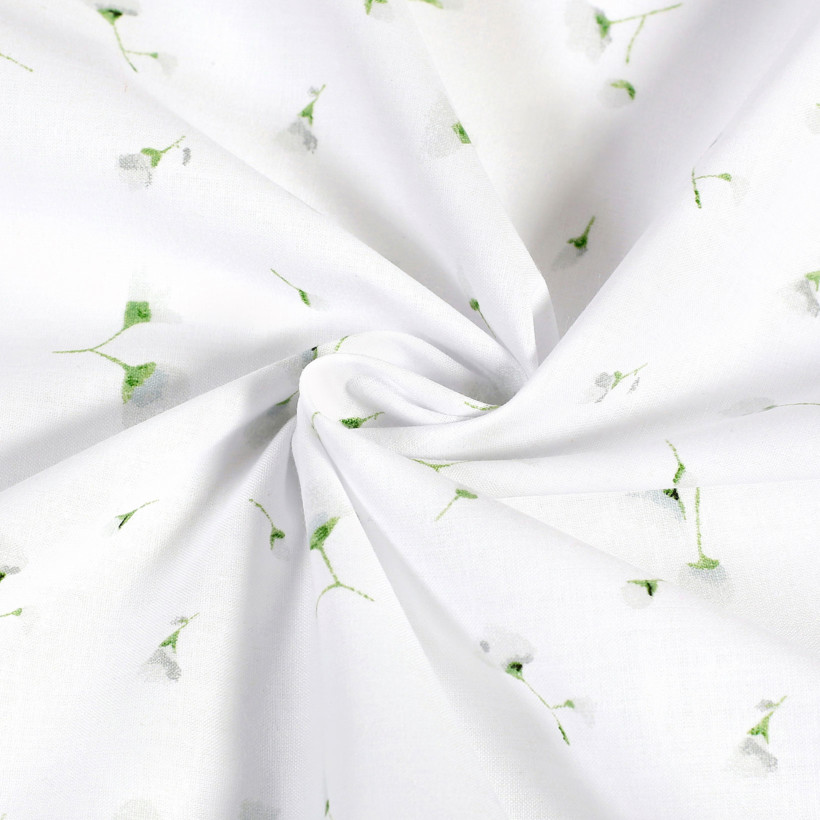 Bavlněné plátno - drobné květinky na bílém