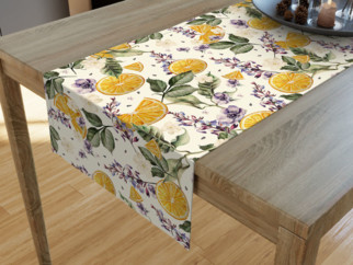Dekorační běhoun na stůl LONETA - vzor pomeranče a květiny