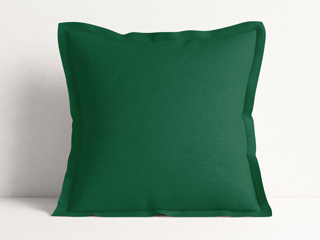 Dekorační povlak na polštář s ozdobným lemem Loneta - Uni tmavě zelený