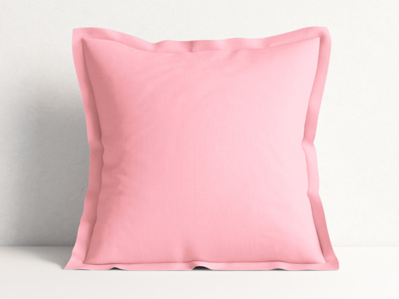 Bavlněný povlak na polštář s ozdobným lemem - světle růžový