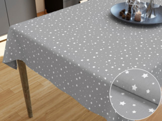 Bavlněný ubrus - vzor drobné bílé hvězdičky na šedém