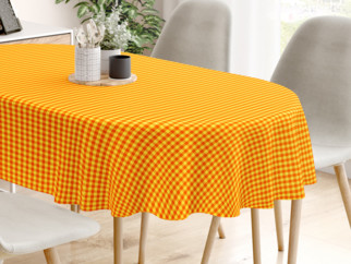 Oválný ubrus 100% bavlna - malé oranžovo-žluté kostičky