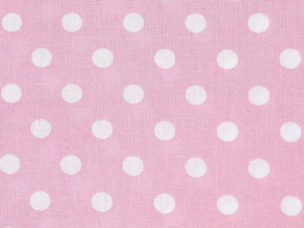 Bavlněné plátno - bílé puntíky na růžovém