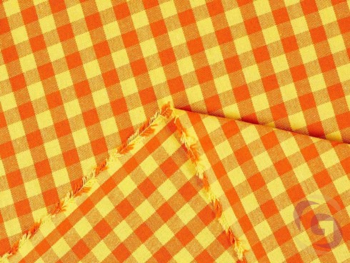Bavlněný závěs na míru Kanafas - malé oranžovo-žluté kostičky