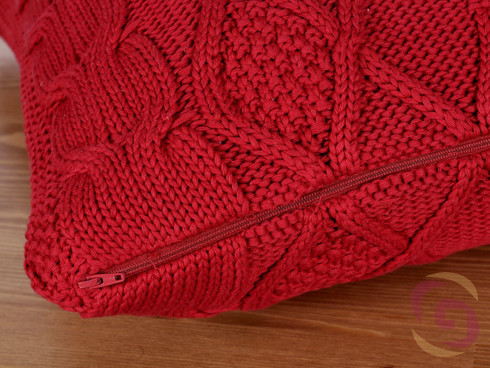 Luxusní pletený povlak na polštář vzor červený