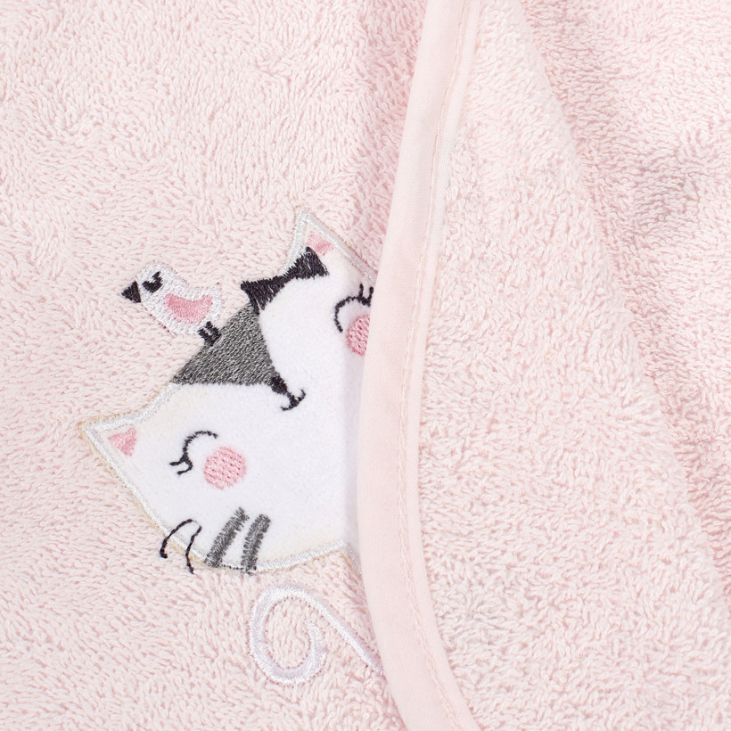 Dětská froté osuška Lili 100x100 cm růžová - kočka