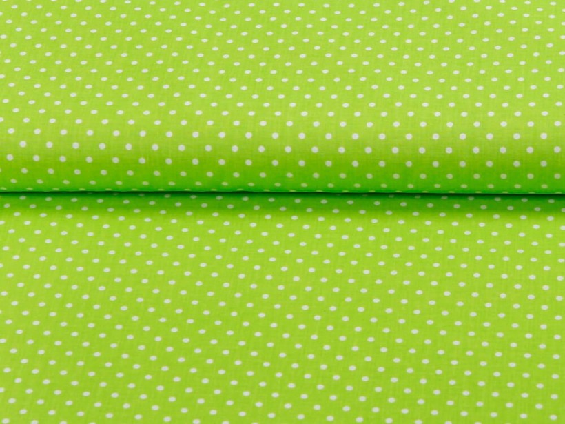 Bavlněné plátno - bílé puntíky na zeleném