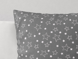 Bavlněný povlak na polštář - vzor bílé hvězdičky na šedém
