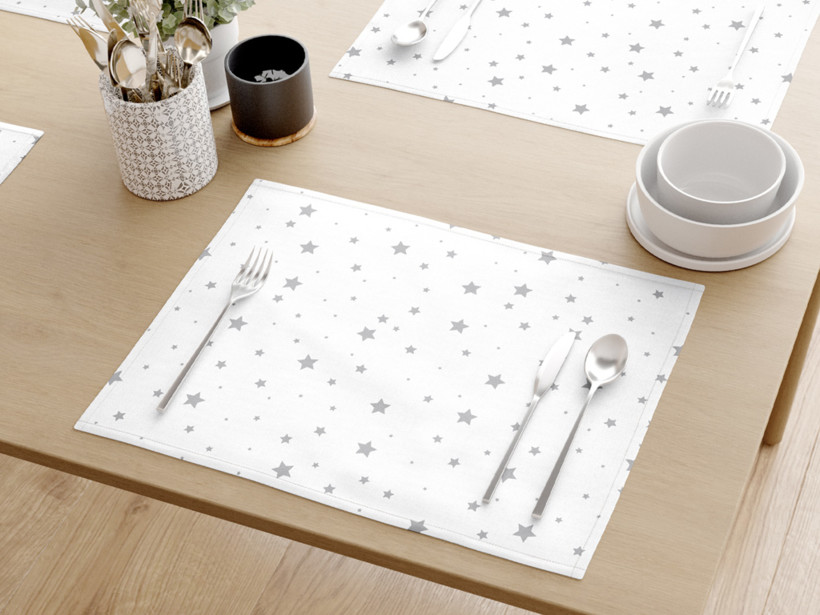 Prostírání na stůl 100% bavlněné plátno - drobné šedé hvězdičky na bílém - sada 2ks