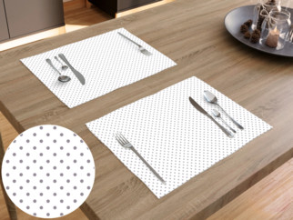 Bavlněné prostírání na stůl - vzor šedé puntíky na bílém - 2ks