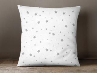 Bavlněný povlak na polštář - vzor šedé hvězdičky na bílém