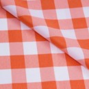 Polyesterová látka - kostky bílo-oranžové - šířka 150 cm
