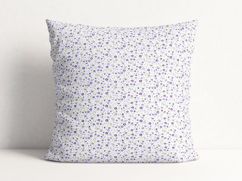 Bavlněný povlak na polštář - drobné fialové kvítí