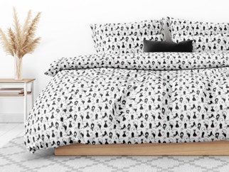 Bavlněné ložní povlečení - vzor 533 černé kočky na bílém